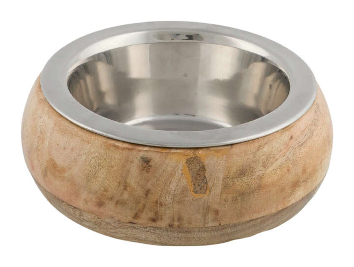 TRIXIE Edelstahl-Napf mit Holzhalter